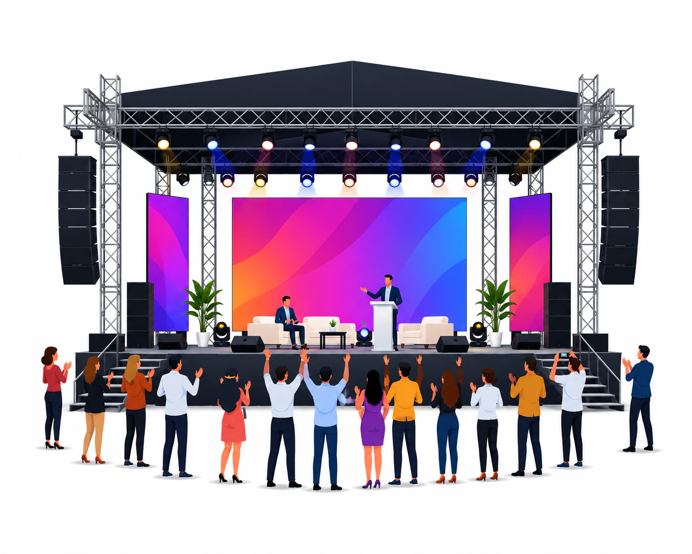 Event stage and audience illustration