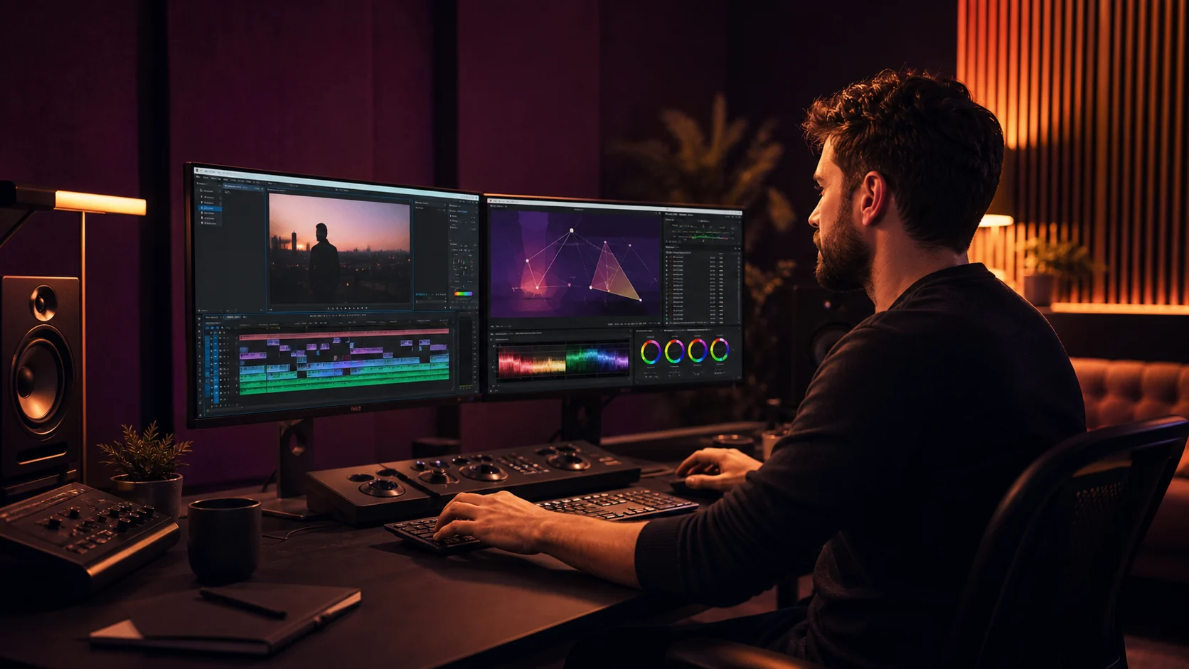 Professional videography post-production suite